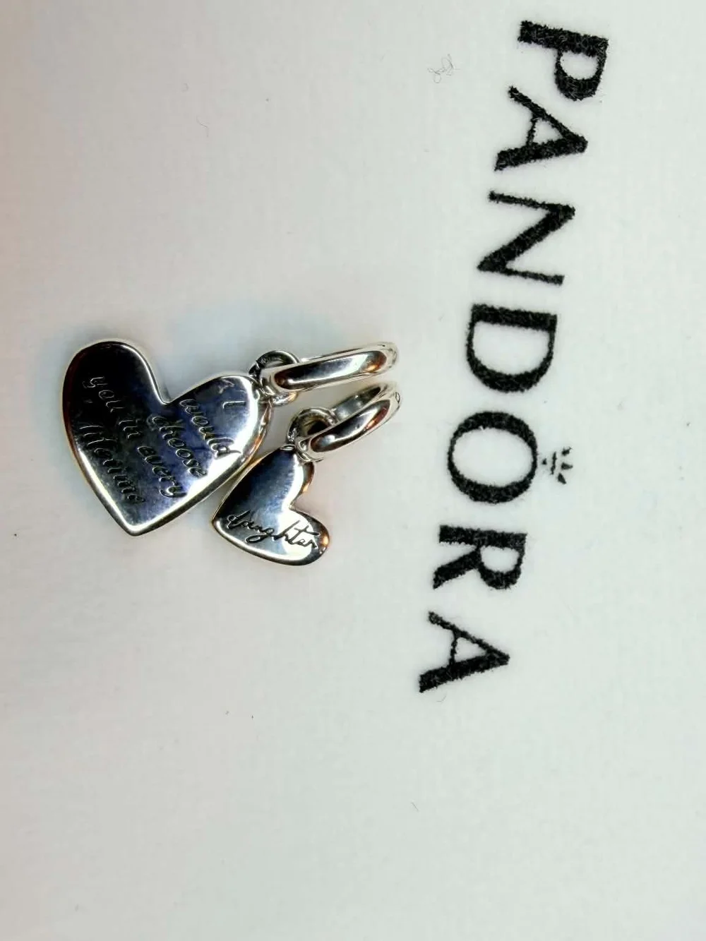 Pandora Pink Double Heart Dangle Charm